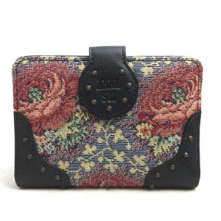 アナスイ(ANNA SUI)のANNA SUI アナスイ レザー＆刺繍 薔薇モチーフ パスケース カードケース(名刺入れ/定期入れ)