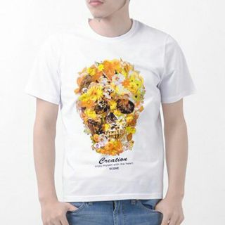 アーバンリサーチ(URBAN RESEARCH)の【美品】URBAN RESEARCH スカル フラワートップス Tシャツ40 (Tシャツ/カットソー(半袖/袖なし))