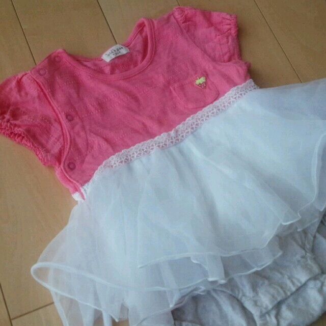 チュールスカート付き♡ワンピ キッズ/ベビー/マタニティのキッズ服女の子用(90cm~)(その他)の商品写真