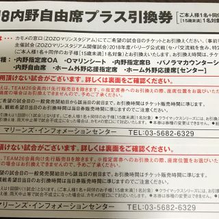 チバロッテマリーンズ(千葉ロッテマリーンズ)の千葉ロッテマリーンズ ファンクラブ チケット 引換券 2枚(野球)