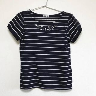 M・ビジュー付きボーダーTシャツ(Tシャツ(半袖/袖なし))