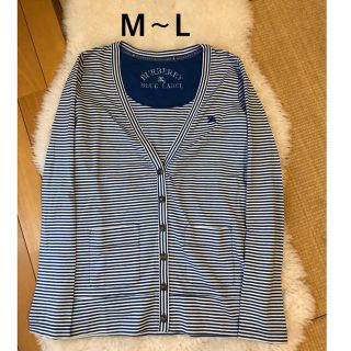 バーバリーブルーレーベル(BURBERRY BLUE LABEL)の美品本物バーバリーブルーレーベル上質コットンボーダー柄カーディガン♫(カーディガン)