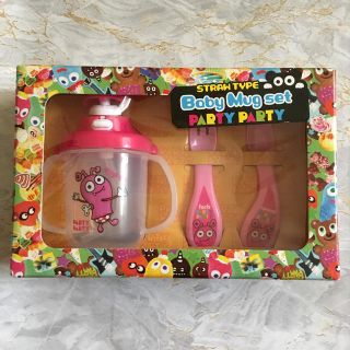 パーティーパーティー(PARTYPARTY)の【新品】ストローホッパー　スプーン　フォーク　食器　セット(離乳食器セット)