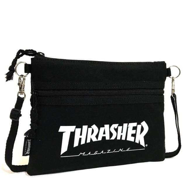 THRASHER(スラッシャー)の【THRASHER】コットンキャンバスサコッシュ［BK/MAG］ メンズのバッグ(ショルダーバッグ)の商品写真