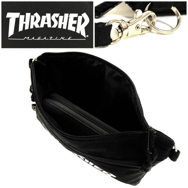 THRASHER(スラッシャー)の【THRASHER】コットンキャンバスサコッシュ［BK/MAG］ メンズのバッグ(ショルダーバッグ)の商品写真