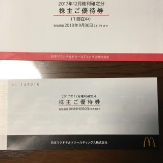 マクドナルド(マクドナルド)のマクドナルド株主優待券(フード/ドリンク券)