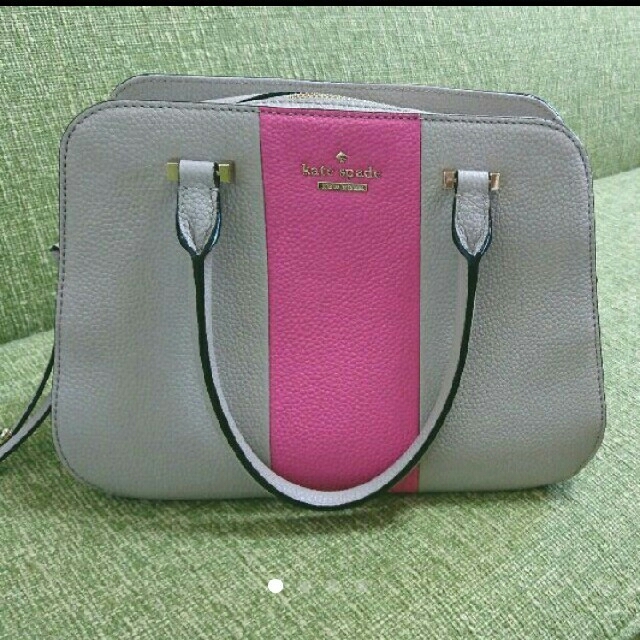 kate spade new york - kate spade 2way ストライプ バイカラー レザー