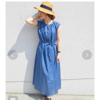 シップスフォーウィメン(SHIPS for women)のぴろ様専用☆完売商品SHIPS for womenリネンワンピース ブルー(ロングワンピース/マキシワンピース)