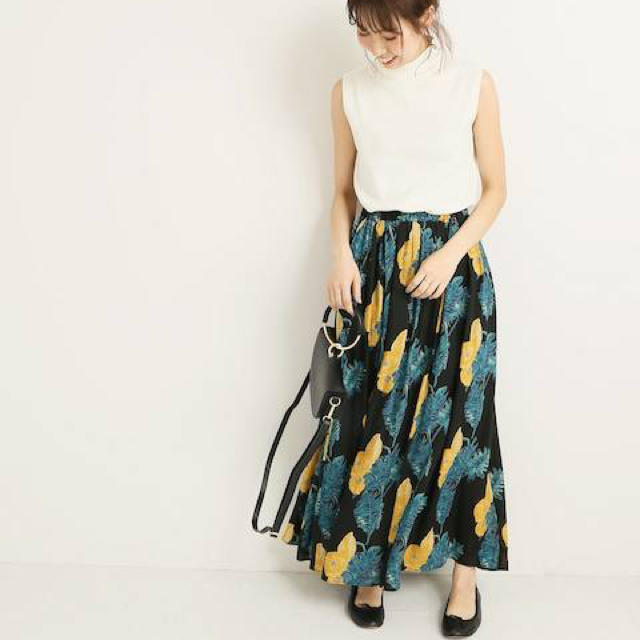 美品】Spick & Span オオバナプリント ギャザースカート 36 美品】Spick & Span オオバナプリント ギャザースカート 36