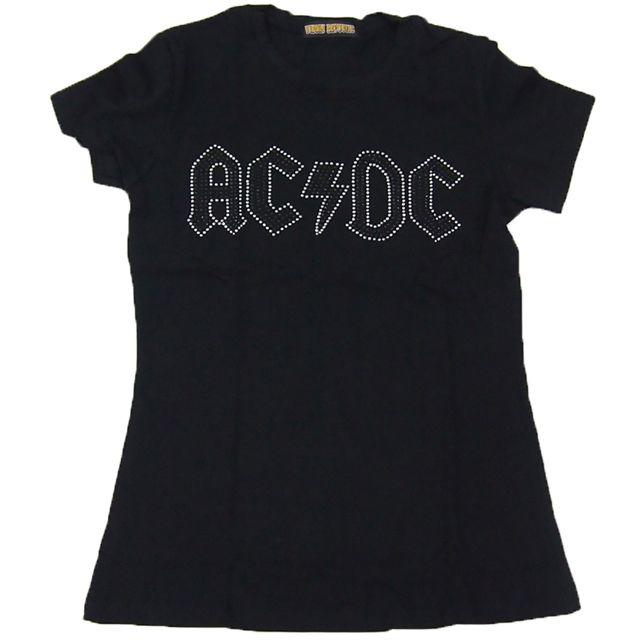 【現品のみ】ＡＣ/ＤＣ■ロックＴシャツ■ラインストーン付き■Ｆブラック■Ｚ００８ レディースのトップス(Tシャツ(半袖/袖なし))の商品写真