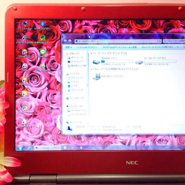 NEC(エヌイーシー)の高性能ラグジュアリーレッド❤️ブルーレイ/オフィス/無線❤️Win10❤️可愛い スマホ/家電/カメラのPC/タブレット(ノートPC)の商品写真