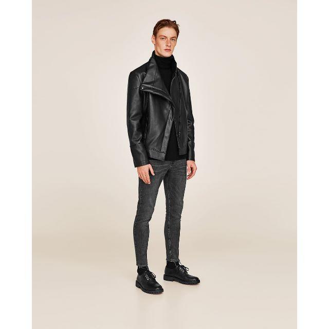 Rick Owens - 新品ZARAman変形ハイネックアシメZIPレザージャケットSの