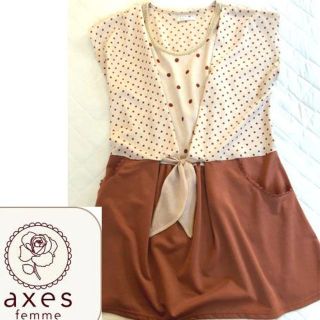 アクシーズファム(axes femme)の美品★ドット＆おりぼんワンピース★アクシーズファム★axes femme★(ミニワンピース)