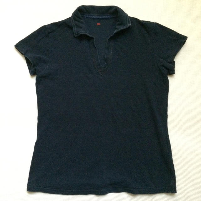 45rpm(フォーティーファイブアールピーエム)の45rpm インディゴ スキッパー ポロシャツ レディースのトップス(ポロシャツ)の商品写真