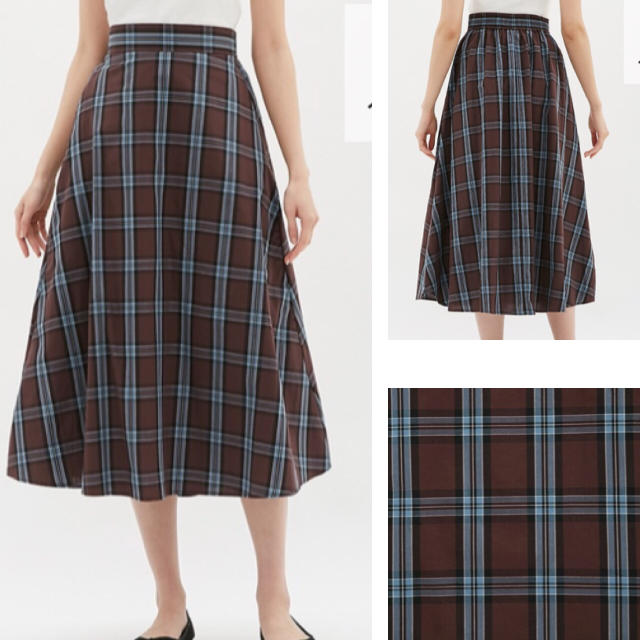 GU(ジーユー)の【新品タグ付き】完売!チェックフレアロングスカート XL レディースのスカート(ロングスカート)の商品写真