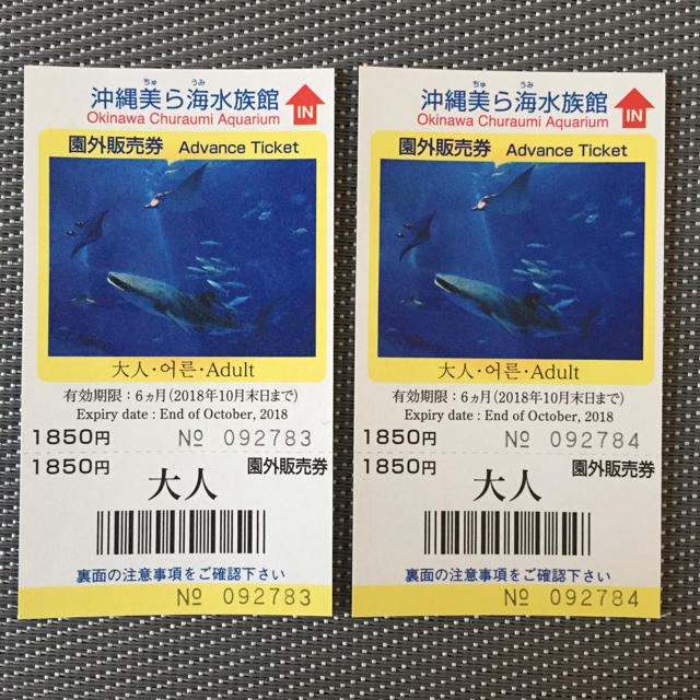 美ら海水族館チケット チケットの施設利用券(水族館)の商品写真