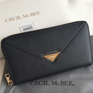 セシルマクビー(CECIL McBEE)の新品 セシルマクビー レター型ラウンドファスナー 長財布 ブラック(財布)