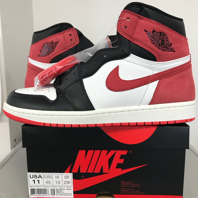 NIKE(ナイキ)の29 AIR JORDAN 1 OG TRACK RED トラックレッド つま黒 メンズの靴/シューズ(スニーカー)の商品写真