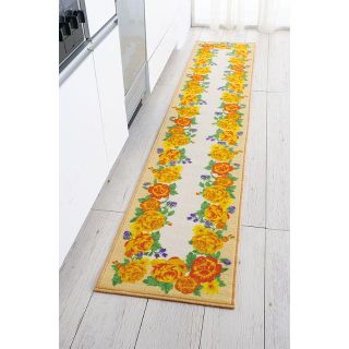 在庫一掃セール キッチンマット イエローローズ 45×240cm 新品送料込(キッチンマット)