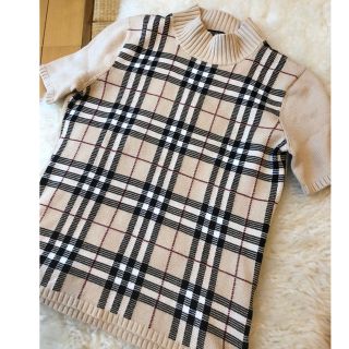 バーバリー(BURBERRY)の美品バーバリー上質コットンチェック柄半袖ニット♫(ニット/セーター)