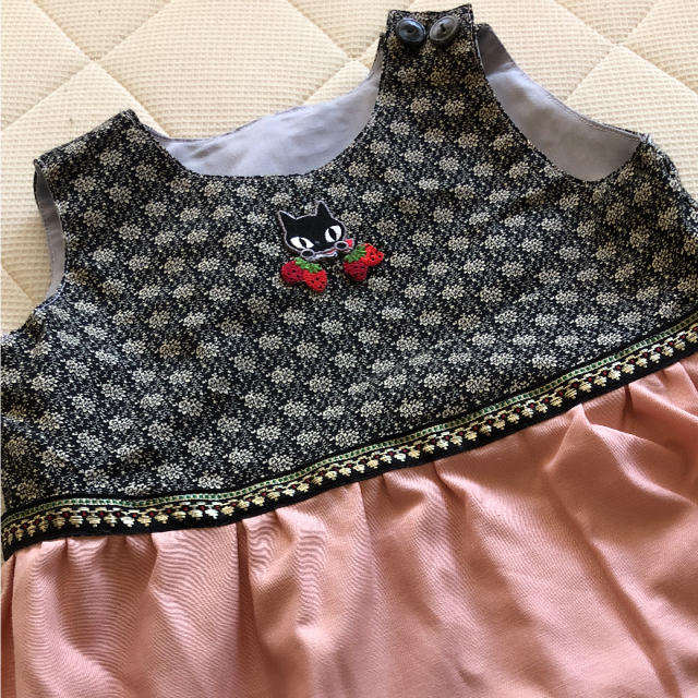 ハンドメイド 子供 キッズ  ワンピ ピンク 花 110 かわいい 一点物 キッズ/ベビー/マタニティのキッズ服女の子用(90cm~)(ワンピース)の商品写真