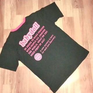 ベビードール(BABYDOLL)のBABY DOLL■　半袖 大人 Tシャツ ■　黒 ピンク系 ■ 綿■キッズ L(Tシャツ(半袖/袖なし))