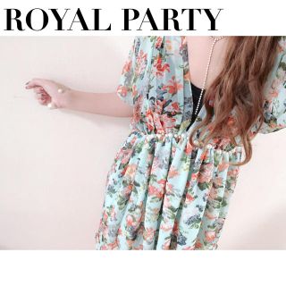 ロイヤルパーティー(ROYAL PARTY)のROYALPARTY♡ロイパ ウエストパール  V開き 花柄 シフォンチュニック(チュニック)