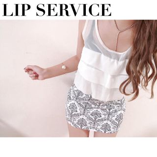 リップサービス(LIP SERVICE)のLIPSERVICE♡リップサービス ダマスク柄sk フリルシフォン ワンピ(ミニワンピース)