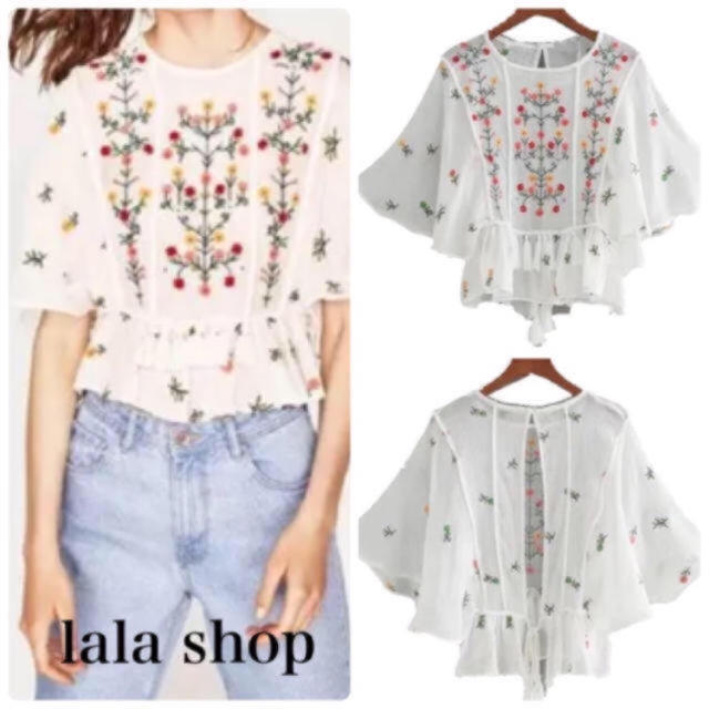 ZARA(ザラ)のZARA 花柄刺繍ブラウス ボタニカル レディースのトップス(シャツ/ブラウス(長袖/七分))の商品写真