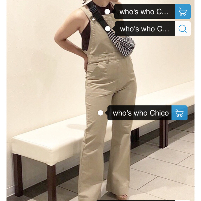 who's who Chico(フーズフーチコ)のハイウエストサロペット フーズフーチコ レディースのパンツ(サロペット/オーバーオール)の商品写真