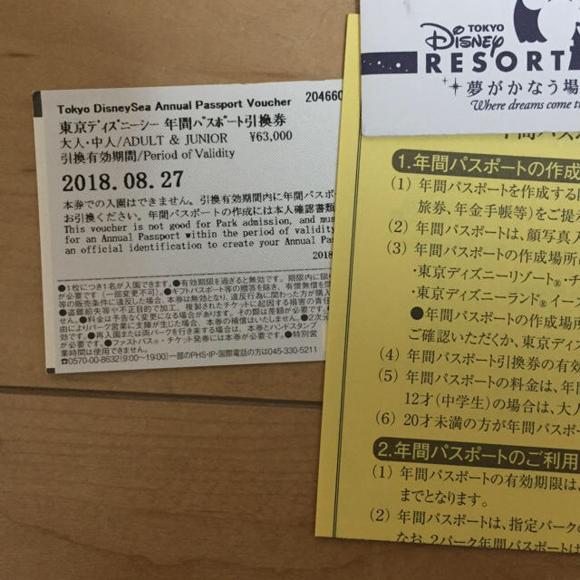 入場不可日なし☆東京ディズニーシー年間パスポート