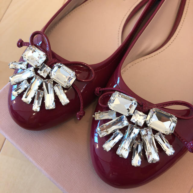 超美品❤️ miumiu ビジュー付きフラットシューズ 37.5 1