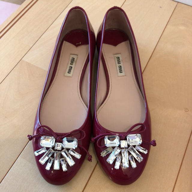 超美品❤️ miumiu ビジュー付きフラットシューズ 37.5