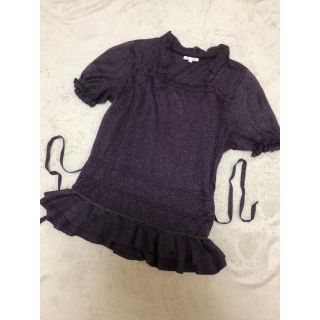 トゥービーシック(TO BE CHIC)の☆トゥビー シック☆ラメ 薄手ニット L パープル(カットソー(半袖/袖なし))