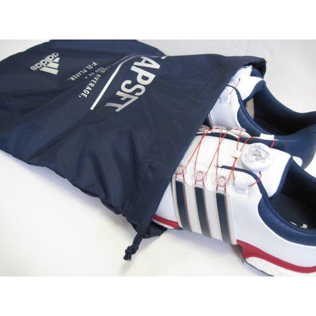 adidas(アディダス)のボストン内収納可能・アディダス巾着型シューズケース(NAVY)　No.27589 スポーツ/アウトドアのゴルフ(バッグ)の商品写真