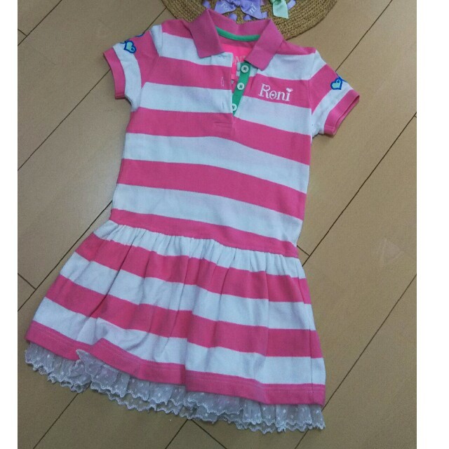 RONI(ロニィ)のroni  ボーダーワンピース フリルワンピ ＳＭ ワンピ キッズ/ベビー/マタニティのキッズ服女の子用(90cm~)(ワンピース)の商品写真