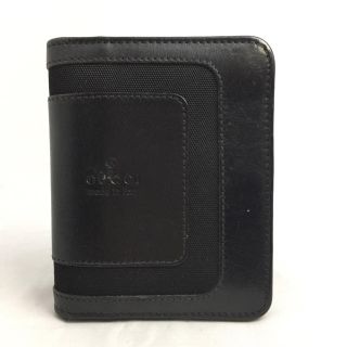 グッチ(Gucci)のGUCCI GUCCI 黒 レザー×キャンバス パスケース＆コインケース(名刺入れ/定期入れ)