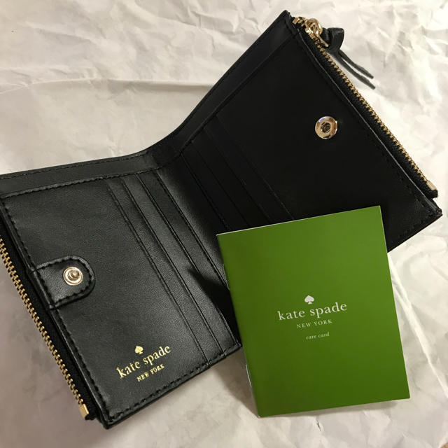 kate spade new york(ケイトスペードニューヨーク)の新作！再値下げ！【Katespade】黒 Wファスナー コンパクト 折財布 レディースのファッション小物(財布)の商品写真