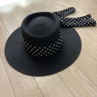 フォーエバートゥエンティーワン(FOREVER 21)の新品❤️フォーエバー21❤️ストローハットBLACK(麦わら帽子/ストローハット)