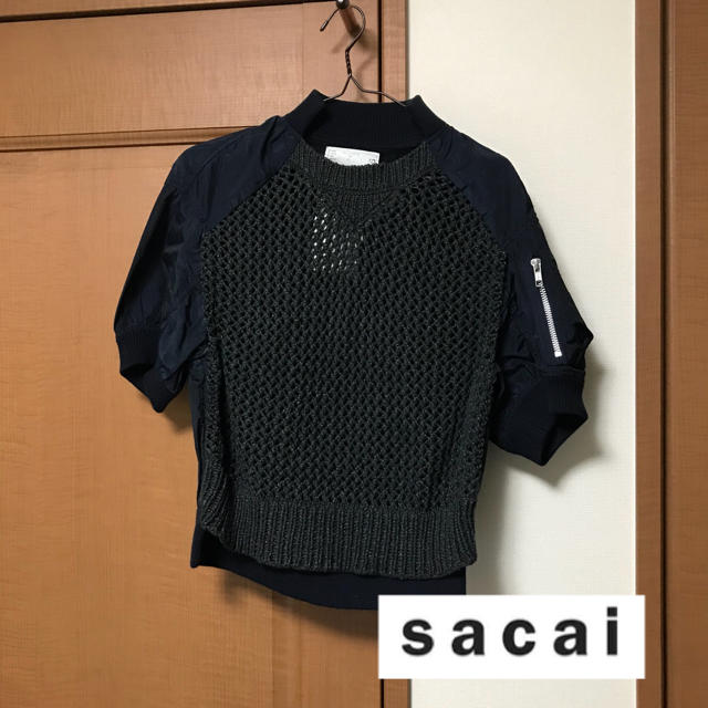 sacai サカイ MA-1切り替え 異素材トップス Tシャツ(半袖/袖なし)