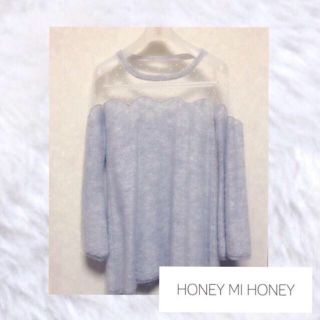 ハニーミーハニー(Honey mi Honey)のドットチュールニットワンピース(ミニワンピース)