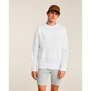 ザラ(ZARA)の新品ZARAmanボーダーニット切替ワイシャツS2点セット白紺(ニット/セーター)