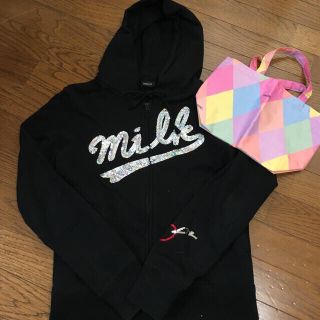 美品♡MILK スパンコールロゴパーカー