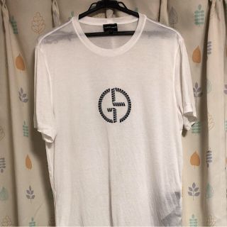 GIORGIO ARMANI ジョルジオアルマーニ Tシャツ サイズ:48 21SS ブランドロゴ刺繍 クルーネック Tシャツ レッド 48 トップス シンプル ブランド カジュアル 着回し 【メンズ】【R051】