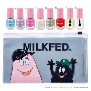 ミルクフェド(MILKFED.)のmini 8月号 付録 バーバパパ&バーバモジャ ポーチ&ネイル8本セット(マニキュア)