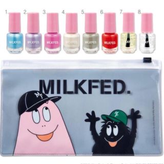 ミルクフェド(MILKFED.)のmini 8月号 付録 バーバパパ&バーバモジャ ポーチ&ネイル8本セット(マニキュア)