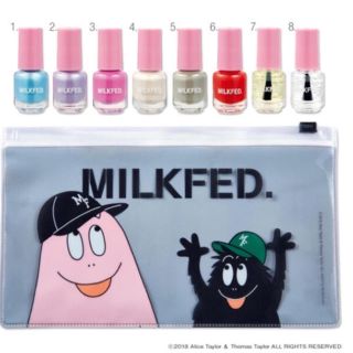 ミルクフェド(MILKFED.)のmini 8月号 付録 バーバパパ&バーバモジャ ポーチ&ネイル8本セット(マニキュア)