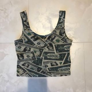 エイチアンドエム(H&M)のドル柄 ショート丈トップス クロップドトップス(タンクトップ)