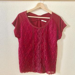 アクシーズファム(axes femme)の【axesアクシーズファーム】赤カットソー ✳︎レース (カットソー(長袖/七分))