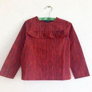 マリメッコ(marimekko)の新品★marimekko キッズ ブラウス 4才 ストライプ 女の子 子供 赤(ブラウス)